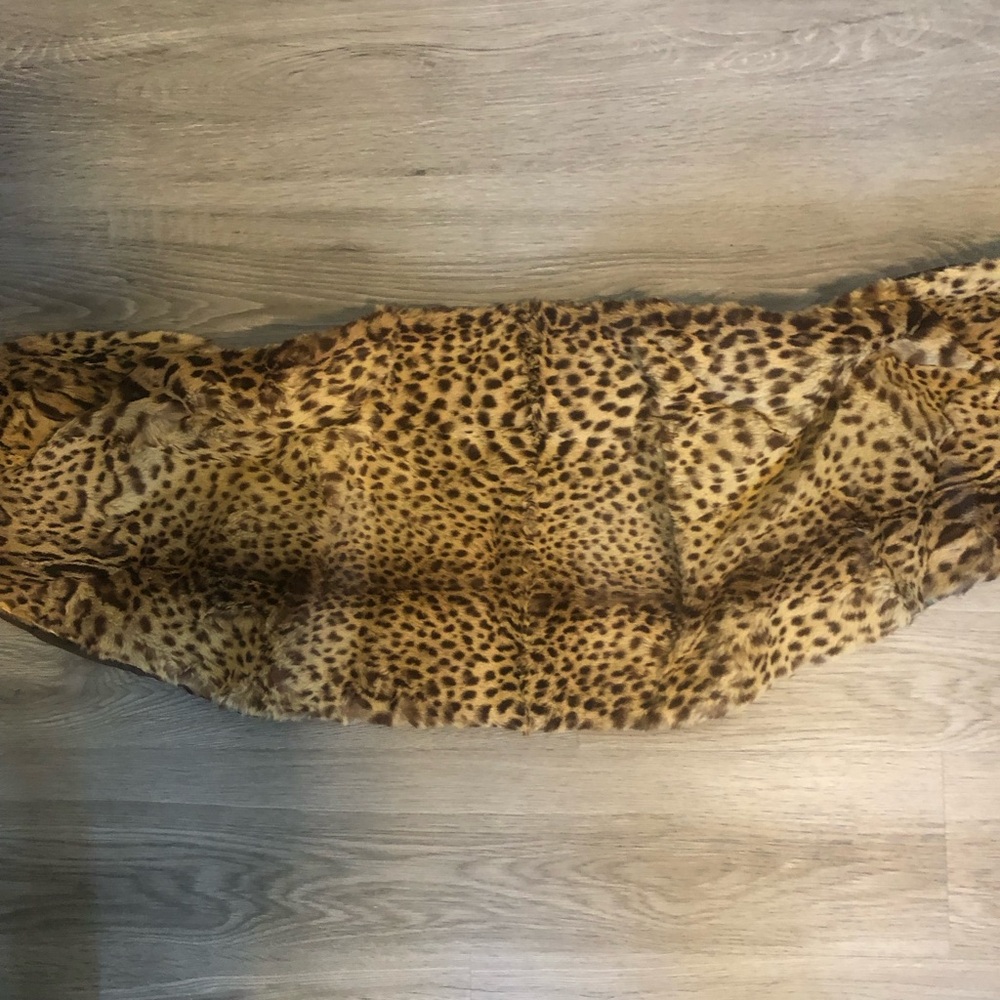 Real Leopard Fur Scarf - Golden Brown